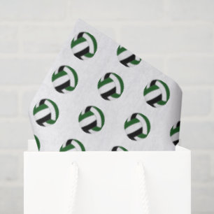 tiny green black volleyballs pattern tissue paper