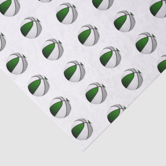 tiny green gray basketballs pattern tissue paper (Detail)