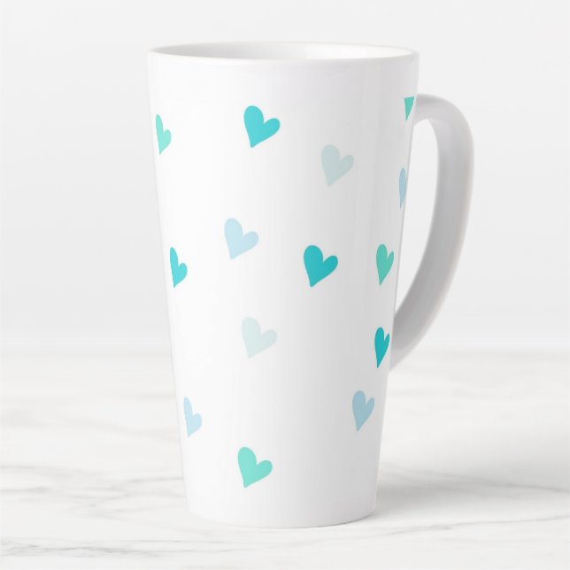 Tiny Green Hearts Large Latte Mug (Right Angle)