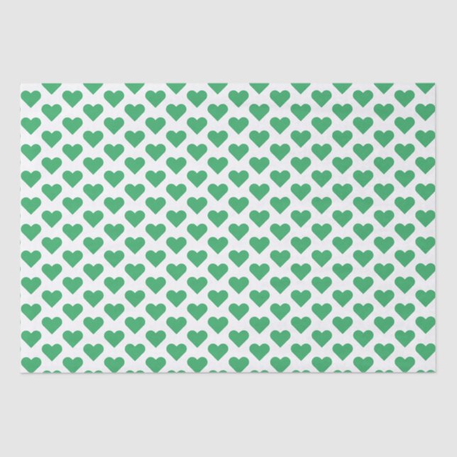 Tiny Green Hearts Pattern Tissue Paper (Front)