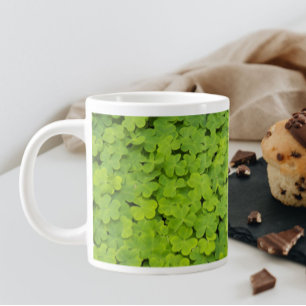 Tiny Green Shamrocks Floral Large Coffee Mug