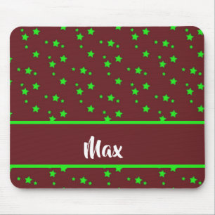 Tiny green stars on brown mouse mat