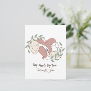 Tiny Hands Big Love Mum Floral Line Art Postcard
