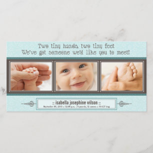 Tiny Hands, Tiny Feet Birth Announcement (blue)