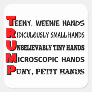 Tiny Hands Trump Sticker (White)