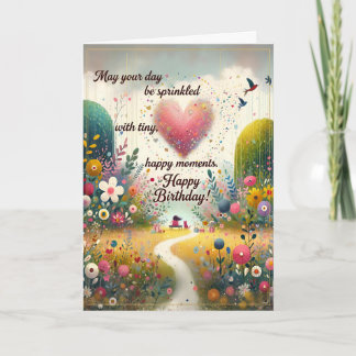 Tiny Happy Moments Birthday Card, Whimsical Garden Card
