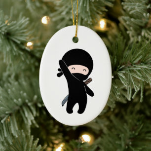 Tiny Happy Ninja Ceramic Tree Decoration