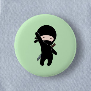 Tiny Happy Ninja on Green 6 Cm Round Badge