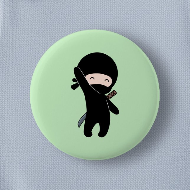 Tiny Happy Ninja on Green 6 Cm Round Badge (Creator Uploaded)