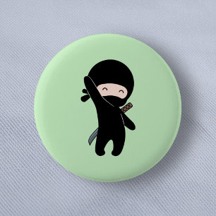 Tiny Happy Ninja on Green 6 Cm Round Badge