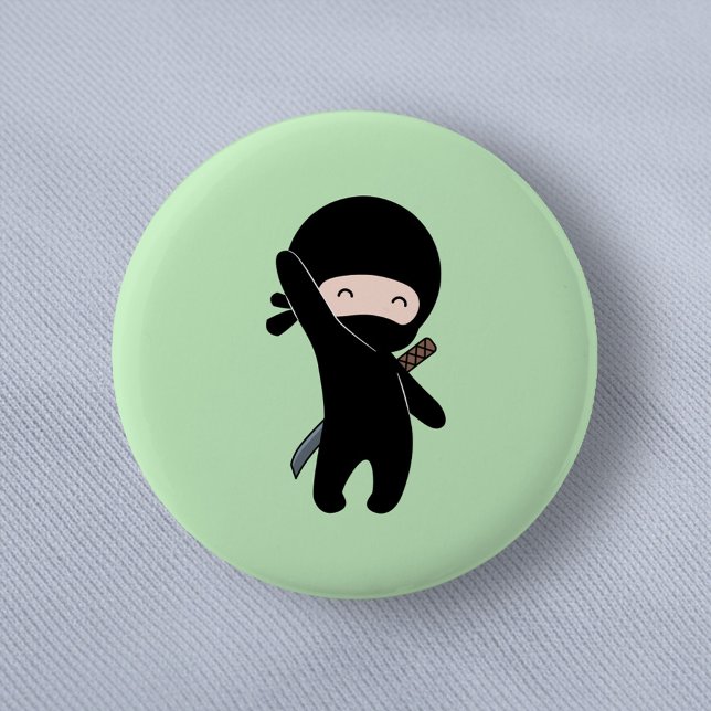 Tiny Happy Ninja on Green 6 Cm Round Badge (Creator Uploaded)