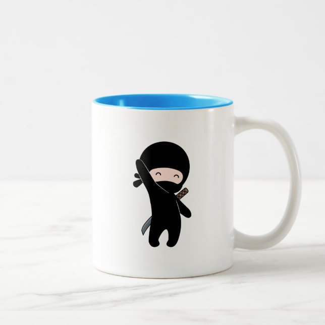 Tiny Happy Ninja Two-Tone Coffee Mug (Right)