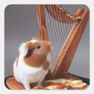 Tiny Harpist Guinea Pig – Artistic Sticker