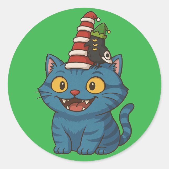 Tiny Hats, Big Holiday Cheer Classic Round Sticker (Front)