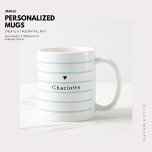 Tiny Heart Stripe Monogram Coffee Tea Mug<br><div class="desc">This chic mug features the cutest tiny heart and all time classic stripes.  It has the perfect place to add your name to make it exclusively yours.  Great gift for a friend,  teacher or family member.</div>