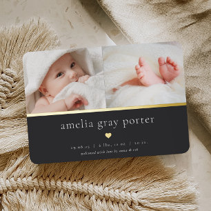 Tiny Heart   Two Photo Foil Birth Announcement