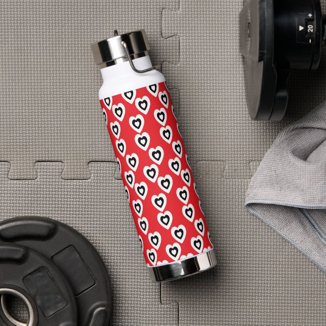 Tiny Heart Valentines Red Water Bottle (Gym)