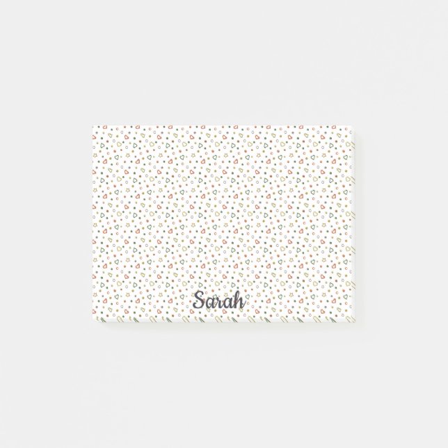 Tiny Hearts Add Name Cute Office Gift Post-it Notes (Front)