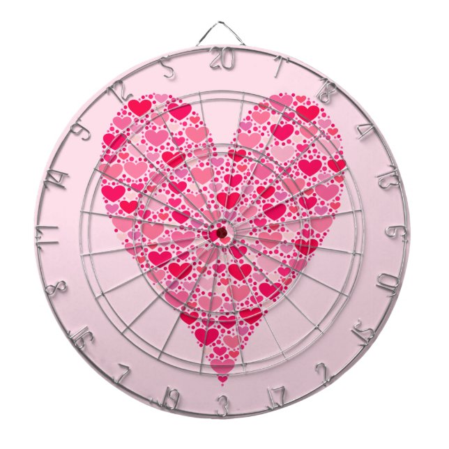 Tiny Hearts Big Heart on Rose Pink Dartboard (Front)