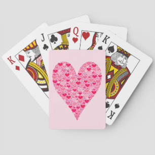 Tiny Hearts Big Heart on Rose Pink Playing Cards