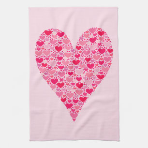 Tiny Hearts Big Heart on Rose Pink Tea Towel