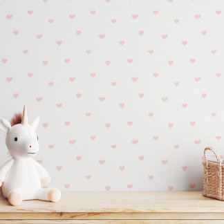 Tiny Hearts Ditsy Minimalist Pink Girl Nursery Wallpaper