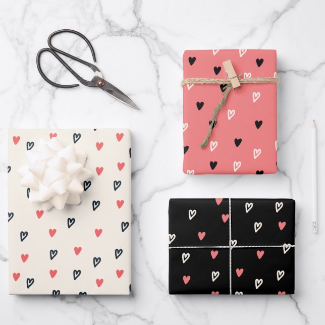 Tiny Hearts pattern gift Wrapping Paper Sheet (Front)