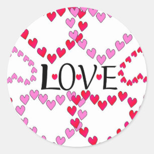 Tiny Hearts Pink Red LOVE Classic Round Sticker