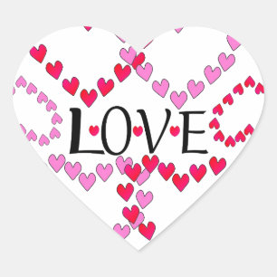 Tiny Hearts Pink Red LOVE Heart Sticker