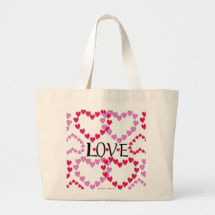 Tiny Hearts Pink Red LOVE Large Tote Bag