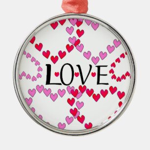 Tiny Hearts Pink Red LOVE Metal Tree Decoration