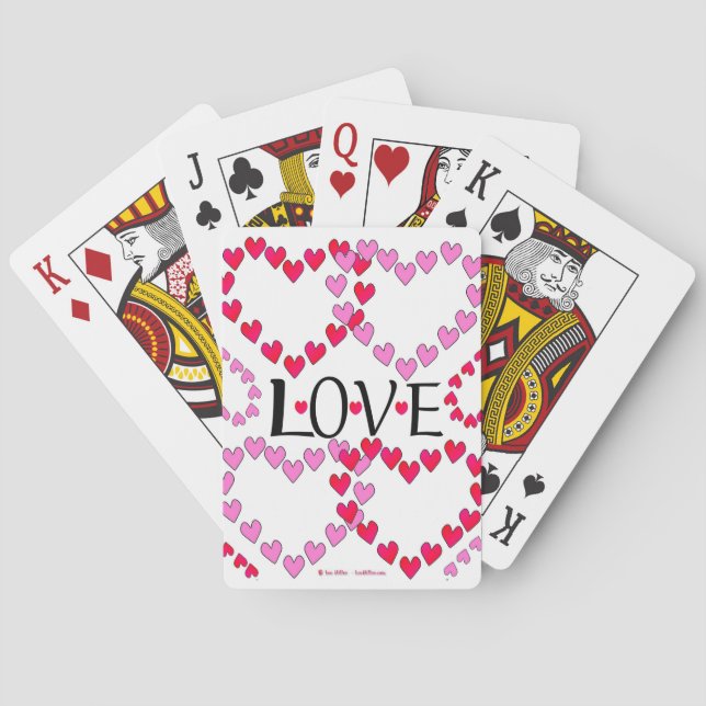 Tiny Hearts Pink Red LOVE Playing Cards (Back)