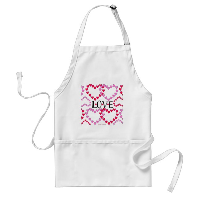 Tiny Hearts Pink Red LOVE Standard Apron (Front)