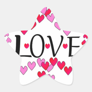 Tiny Hearts Pink Red LOVE Star Sticker