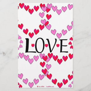 Tiny Hearts Pink Red LOVE Stationery