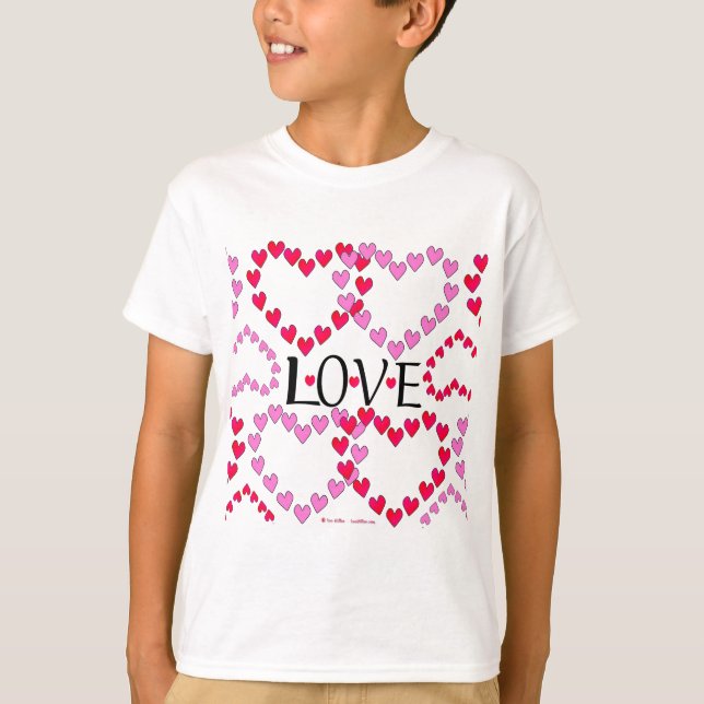 Tiny Hearts Pink Red LOVE T-Shirt (Front)