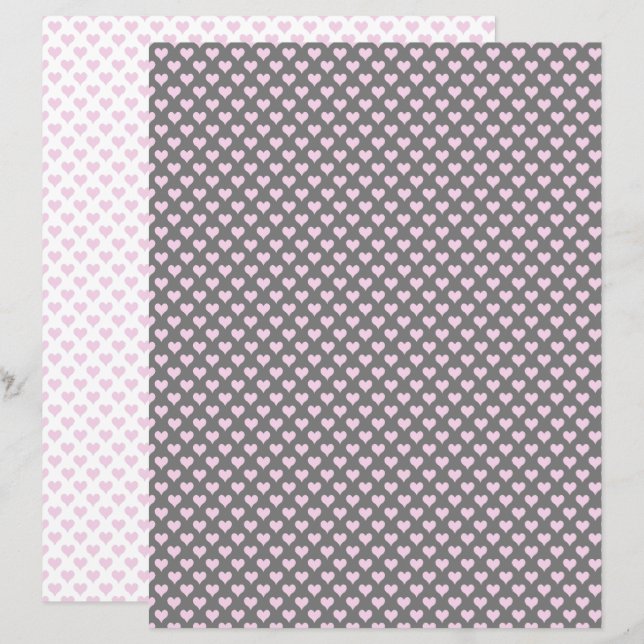 Tiny Hearts Pink Scrapbook Paper (Front/Back)
