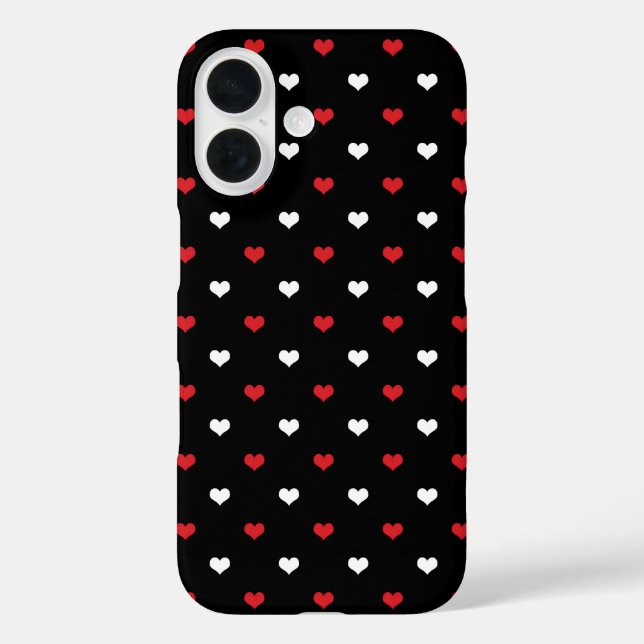 Tiny Hearts Red and White Black Background Pattern Case-Mate iPhone Case (Back)