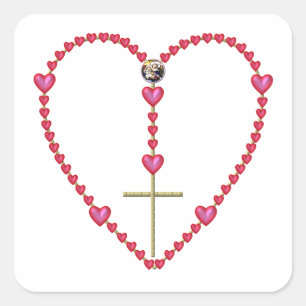 Tiny hearts Rosary Square Sticker
