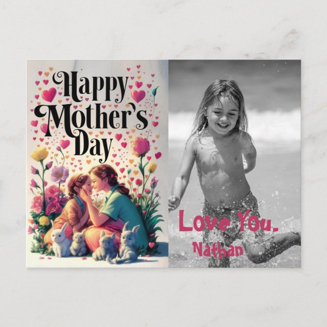 *~* Tiny Hearts Whimsical Mother's Day Photo AP72 Holiday Postcard (Front)