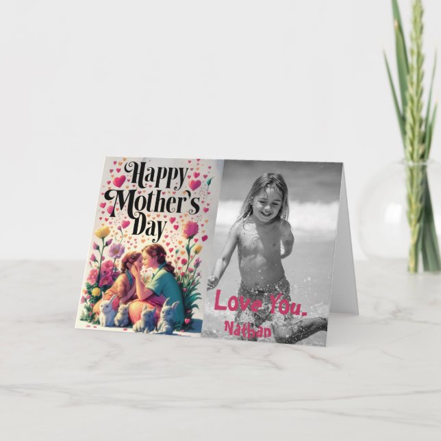 *~* Tiny Hearts Whimsical Mother's Day Photo  AP72 Thank You Card (Front)