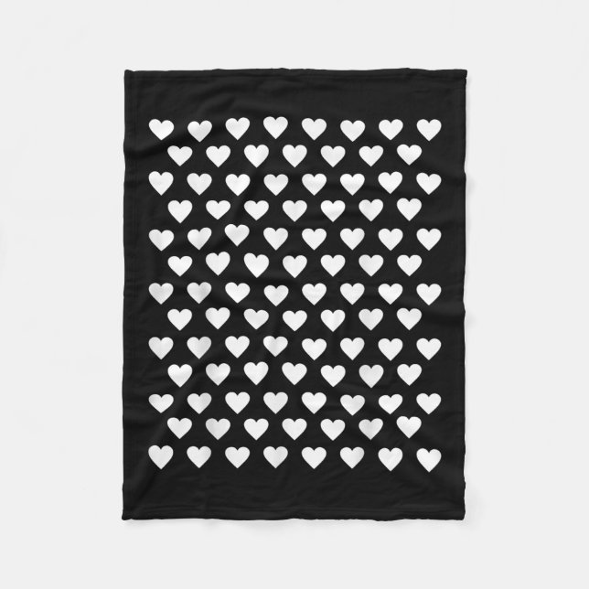 Tiny Hearts White Polka Dot Pattern Cute Valentine Fleece Blanket (Front)