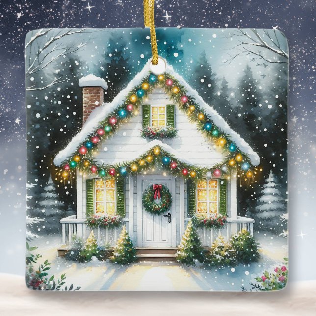 Tiny Home Personalised Christmas Ceramic Ornament (Creator Uploaded)