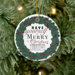 Tiny house Christmas ornament - Typed