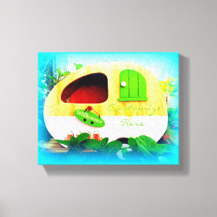 tiny house gypsy caravan blue Thunder_Cove Canvas Print
