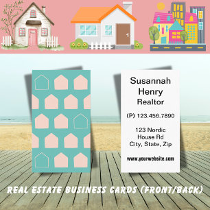 Tiny House Pattern Simple Real Estate Architecture Business Card