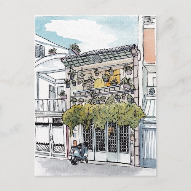 Tiny House Saigon Vietnam Illustration Postcard (Front)