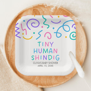 Tiny Human Shindig Baby Shower Paper Plate