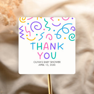 Tiny Human Shindig Baby Shower Square Sticker