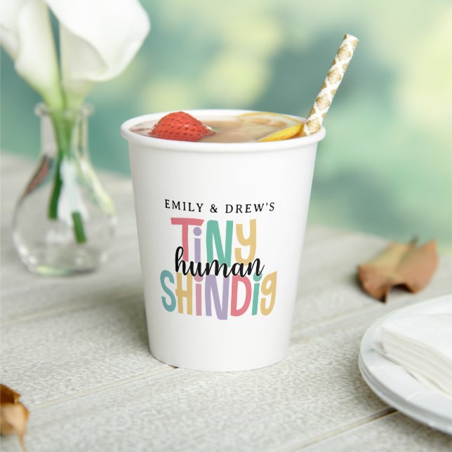 Tiny Human Shindig Cute Couple's Baby Shower Paper Cups (Insitu)